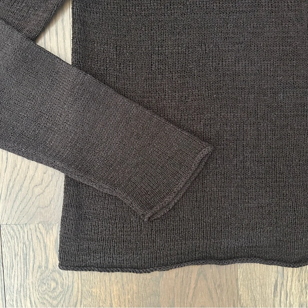 Eileen Fisher Wide Neck Pullover Silk Blend Sweater in Chocolate Brown Small